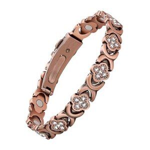 Pure Copper Magnetic Bracelet 3800 Gauss Therapy Four Leaf Clover